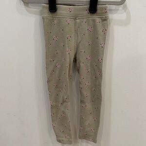 Zara Kids Beige Ribbed Leggings with Pink Floral Pattern